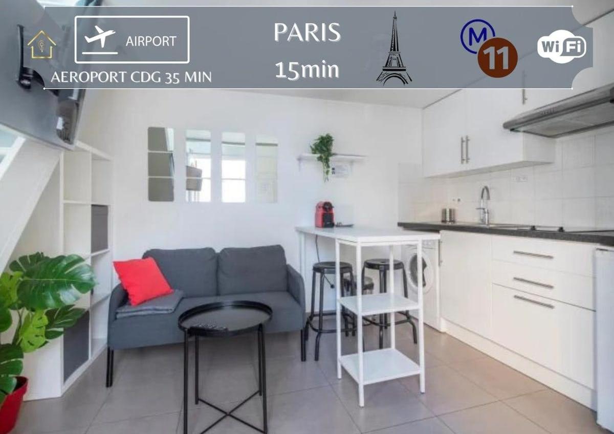 Benfleet 4 Cosy Studio Proche Paris Lägenhet Romainville Exteriör bild